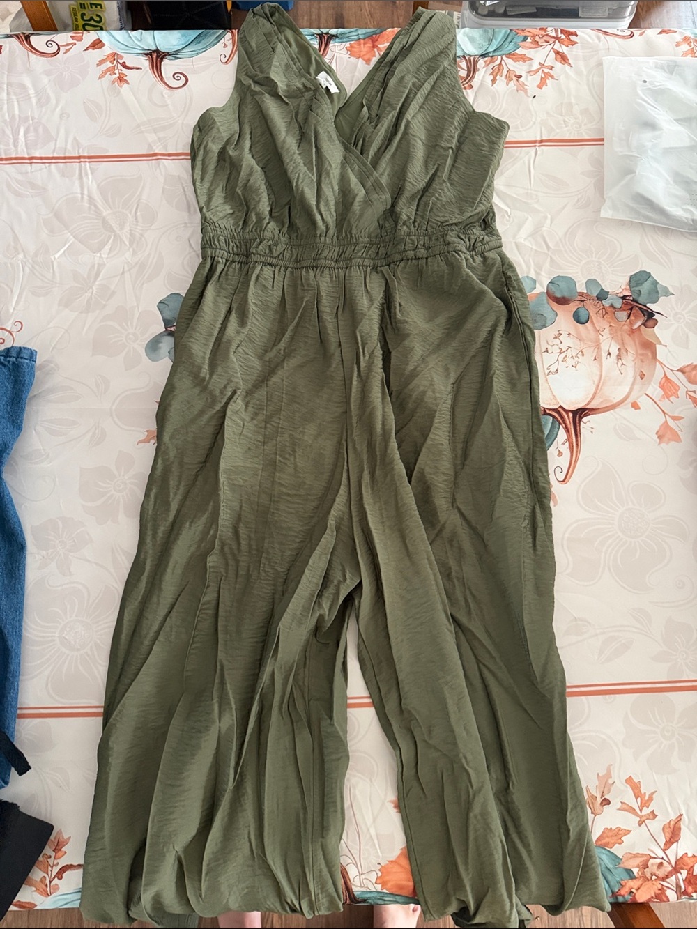 Maurices Olive Green Sleeveless V-Neck Jumpsuit